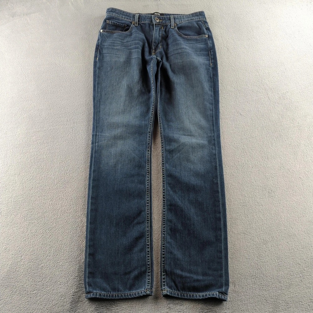 Paige Jeans Mens 32x33 Blue Normandie Straight Leg Denim Made Whisker Casual USA